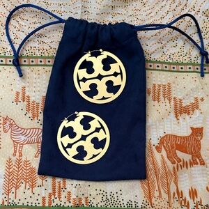 Gold Logo Earrings by TORY BURCH